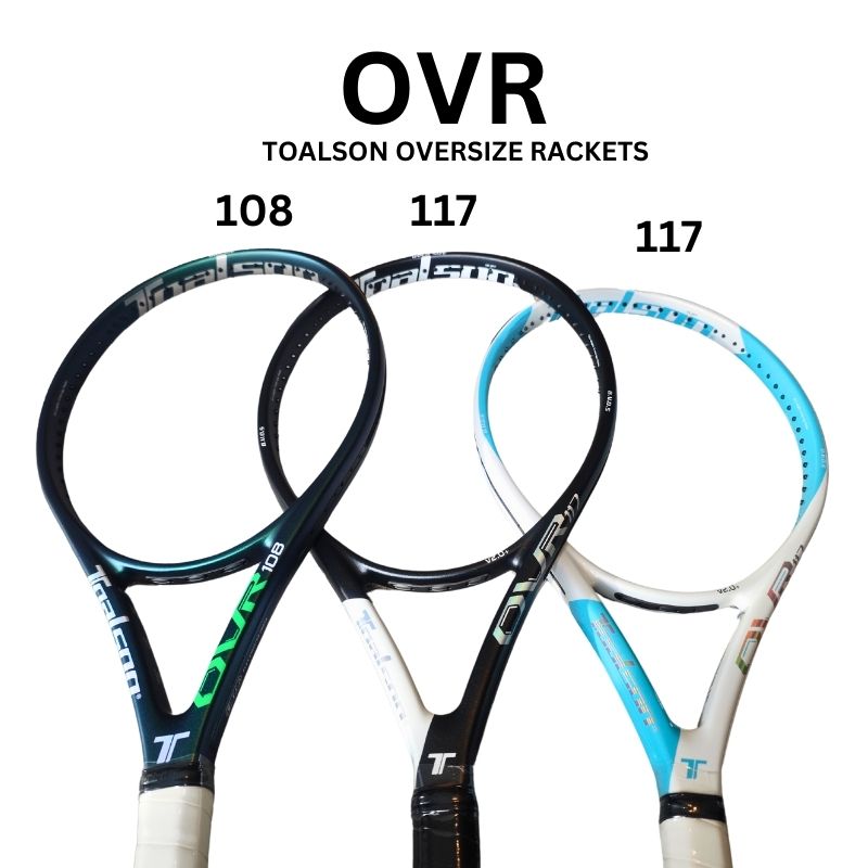 Tennisschläger TOALSON Komfortschläger Oversize Tennis Racket OVR 108 268g brilliant grün + OVR 117 249g schwarz weiß oder weiß eis-blau.jpg