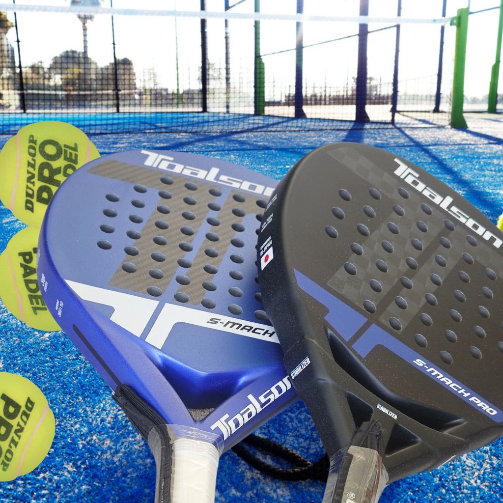 Padelschläger Toalson S-Mach Pro Tournament Padel Racket schwarz + Tour Allround Padel Racket blau.jpg